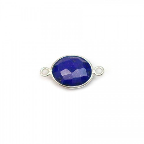 Lapis lazuli in oval-shaped, 2 rings, set in silver, 9*11mm x 1pc