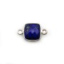 Lapis lazuli in shape of square, 2 rings, set in silver, 9mm x 1pc