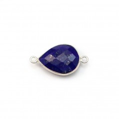 Forma de gota de lapislázuli, 2 anillos, engastados en plata 11x15mm x 1pc