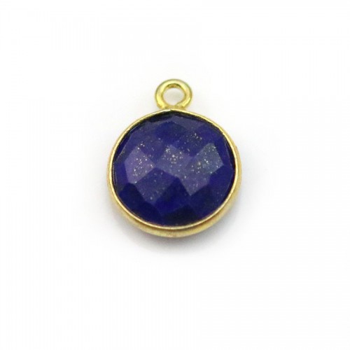Lapis lazuli de forme ronde, 1 anneau, serti en argent 925 doré à l'or fin, 11mm x 1pc