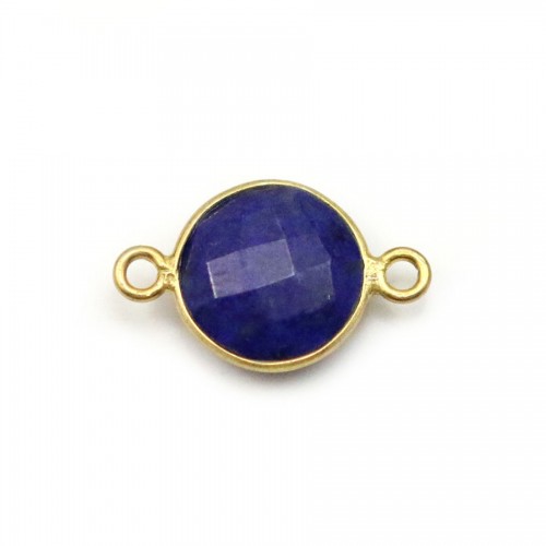 Lapis lazuli round shape, 2 rings, set in gold silver, 11mm x 1pc