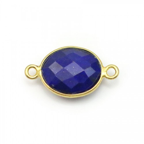 Lapis lazuli in oval-shaped, 2 rings, set in gilt silver, 11 * 13mm x 1pc