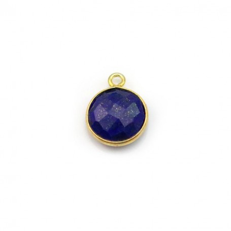 Lapis lazuli de forme ronde, 1 anneau, serti en argent doré, 9mm x 1pc