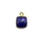 Lapis lazuli de forme carré,1 anneau, serti en argent doré, 9mm x 1pc