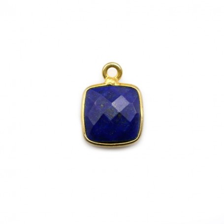 Lapis lazuli de forme carré,1 anneau, serti en argent doré, 9mm x 1pc