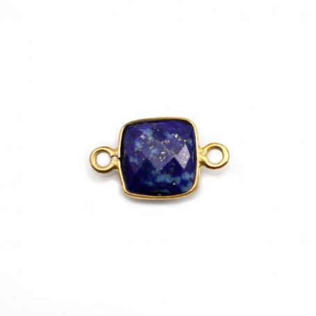 Lapis lazuli in shape of square, 2 rings, set in gilt silver, 9mm x 1pc