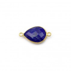 Lapis lazuli in the shape of drop, with 2 rings, set in gilt silver 11x15mm x 1pc
