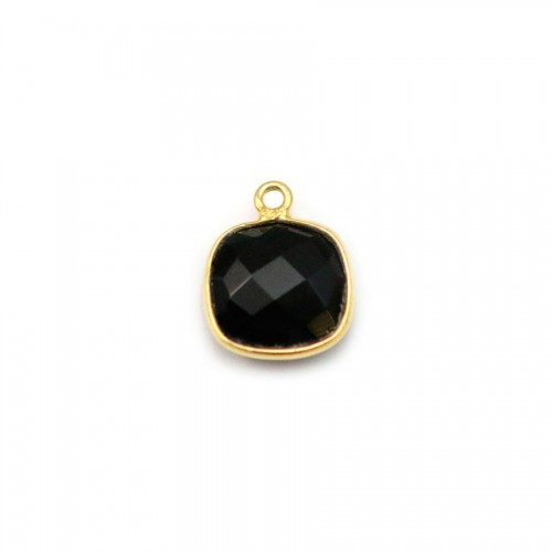 Forma quadrada em ágata negra, 1 anel, conjunto em prata dourada, 9mm x 1pc