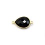 Black agate in the shape of a drop, 2 rings, set in gilt silver, 11x15mm x 1pc