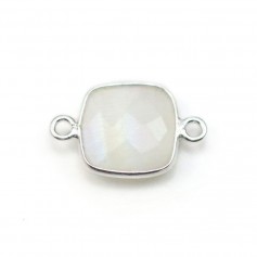 Moonstone in the shape of square, set on silver, 2rings, 11mm x 1pc