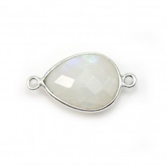 Gota de piedra lunar, 2 anillos, engastada en plata, 13x17mm x 1pc