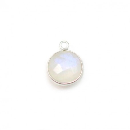 Moonstone in the shape round, 1 ring, set on silver, 9mm x 1pc