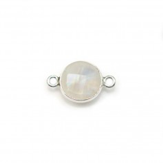 Moonstone in the shape round, 2 rings, set on silver, 9mm x 1pc