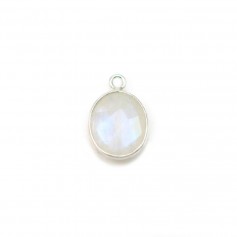 Moonstone in oval shape, 1 ring, set on silver, 9x11mm x 1pc