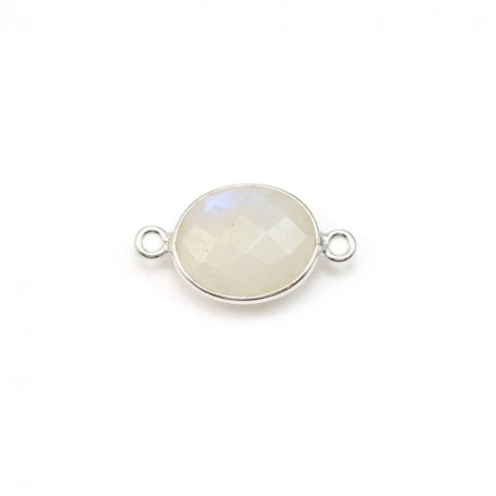 Moonstone of oval shape set on silver, 2 rings, 9x11mm x 1pc