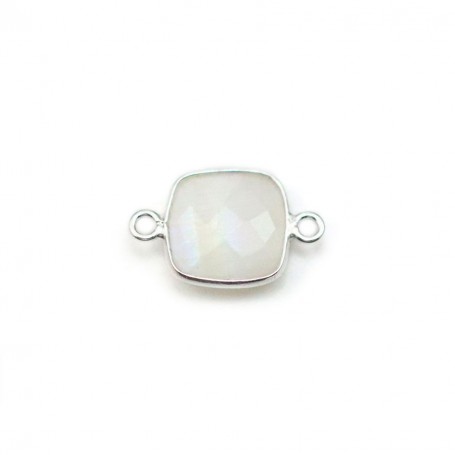 Moonstone in the shape of square, set on silver, 2 rings, 9mm x 1pc