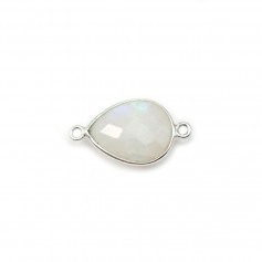 Moonstone in the shape of drop, 2 rings, set on silver, 11x15mm x 1pc