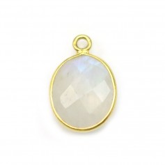 Moonstone in the oval shape, set on golden silver, 13x11mm x 1pc