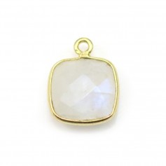 Moonstone in the shape of square, 1 ring, set on golden silver, 11mm x 1pc
