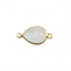 Moonstone in the shape of drop, 2 rings set on golden silver, 11x15mm x 1pc