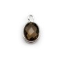 Faceted oval smoky quartz set in silver 10x12mm x 1pc