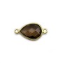 Faceted drop smoky quartz set in gold-plated silver 2 rings 13x17mm x 1pc