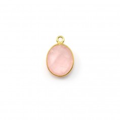 Faceted oval rose quartz set in gold-plated silver, 1 ring, 9x11mm x 1pc