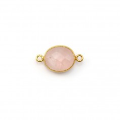 Quarzo rosa ovale sfaccettato incastonato su argento dorato 2 anelli 9x11mm x 1pc