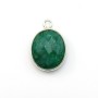Faceted oval treated emerald colored gemstone set in sterling silver 11x13mm x 1pc