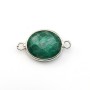 Pietra trattata sfaccettata smeraldo ovale incastonato in argento 2 anelli 11x13mm x 1pc