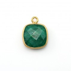 Pietra color smeraldo incastonata su cuscino d'oro 11 mm x 1 pezzo