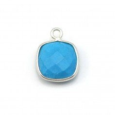 Reconstituted Turquoise square shape 1 ring set in silver, 11mm x 1pc