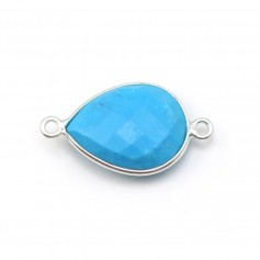Turquoise reconstituted in drop 2 rings set in silver, 13 * 17mm x 1pc