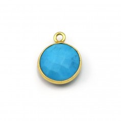 Reconstituted Turquoise Round 1 ring set in silver gilt, 11mm x 1pc