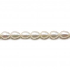 White Freshwater cultured Pearl, olive shape 6-7mm x 38cm