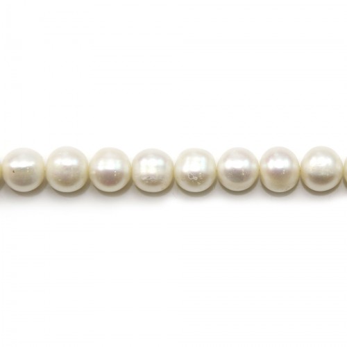 Perle coltivate d'acqua dolce, bianche, ovali, 8-9 mm x 39 cm