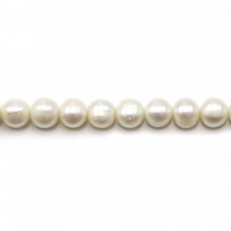 Perles d'eau douce blanches semi rondes 8-9mm x 10pcs