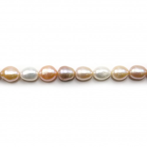 Perle coltivate d'acqua dolce, multicolore, oliva, 10-11 mm x 40 cm