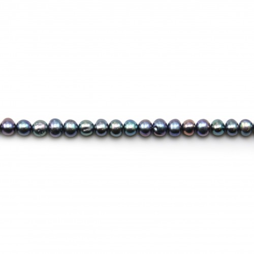 Süßwasser-Zuchtperlen, dunkelblau, halbrund (unregelmäßig) 4-5mm x 36cm