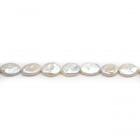Perles de culture d'eau douce, blanche, baroque, 12mm x 40cm