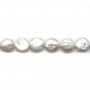 Perles de culture d'eau douce, blanche, ronde plate, 13mm x 1pc