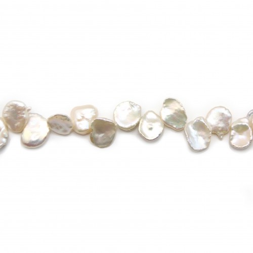 Perle coltivate d'acqua dolce, bianche, keshi, barocche, x 40cm