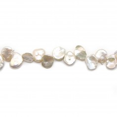 Perles de culture d'eau douce, blanche, keshi, baroque, x 40cm