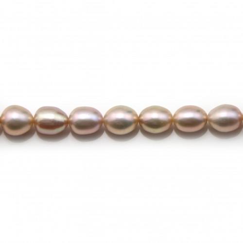 Perles de culture d'eau douce, saumon, ovale, 5-7mm x 40cm