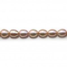 Freshwater cultured pearls, salmon, olive, 5-7mm x 40cm
