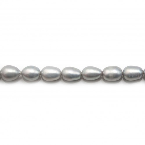 Light silvery gray oval freshwater pearls 7-8mm x 4pcs