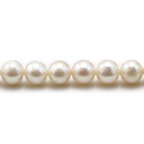 Perles d'eau Douce Blanc rond 8-9mm AAA X 40cm
