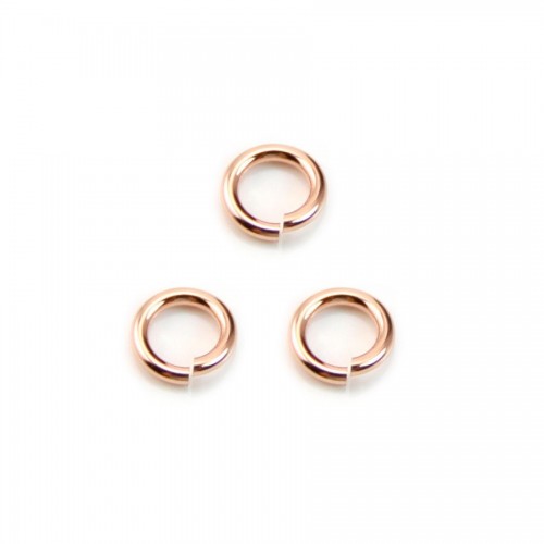 Anéis abertos cheios de ouro 1x6mm x 4pcs cor-de-rosa
