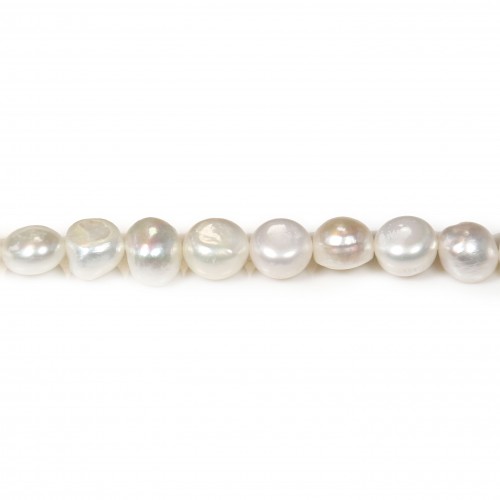 Perlas cultivadas de agua dulce, blancas, barrocas, 9-11mm x 34cm