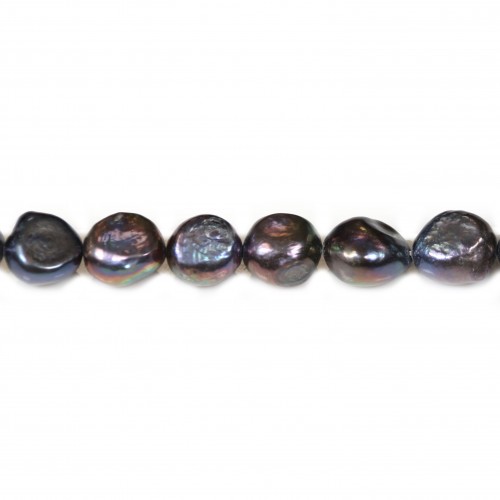 Perlas cultivadas de agua dulce, azul oscuro, barrocas, 10-12mm x 35cm